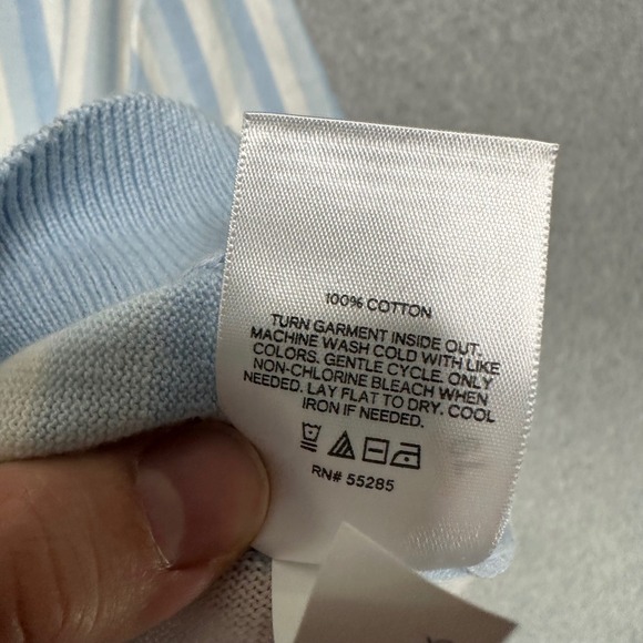 Express Mens Short Sleeve Striped Knit Sweater Polo Light Blue White XL NEW - Picture 8 of 8